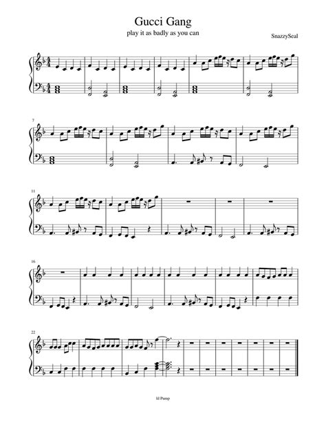 gucci gang piano sheet|gucci gang .